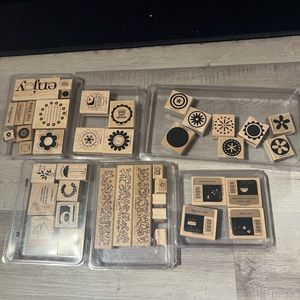 6 sets of Stampin up stamps euc some new holiday birthday borders